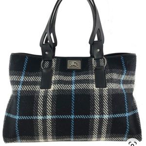 Burberry Wool Checked Black Tote
